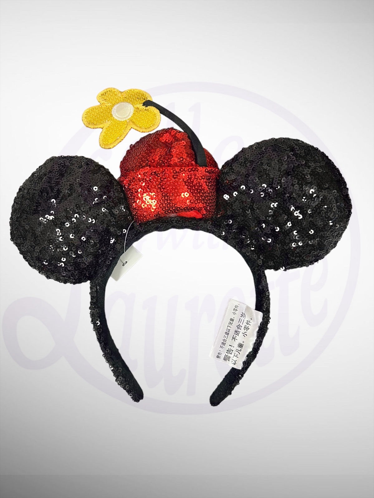 Disney Parks Ear Headband -  Classic Minnie Mouse Sequined with Red Flower Pot Hat